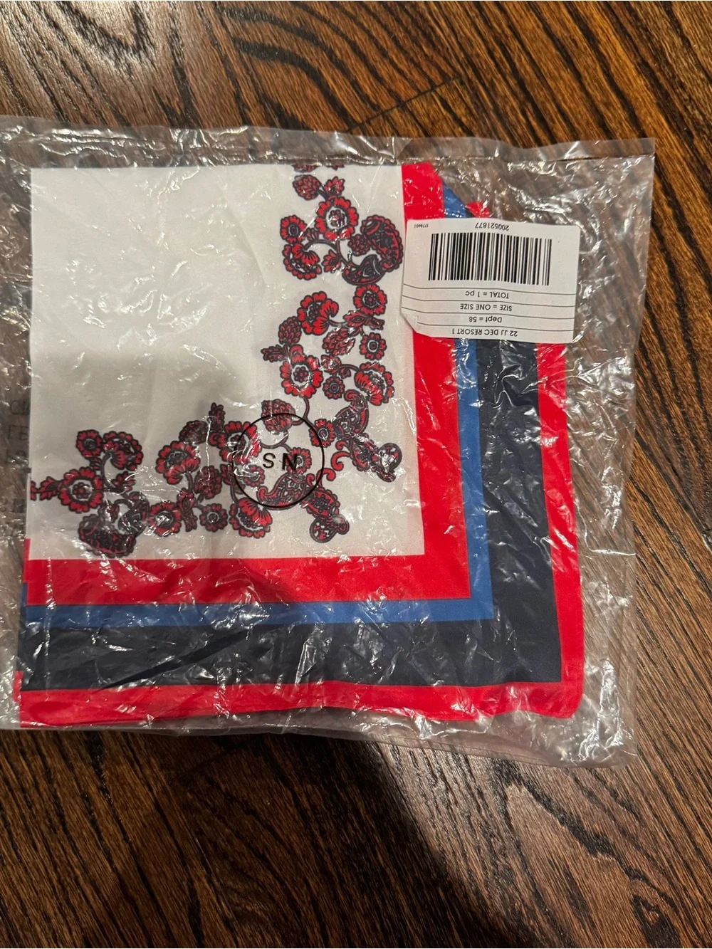Janie and Jack Red, Navy & Blue Floral Border Silk Scarf